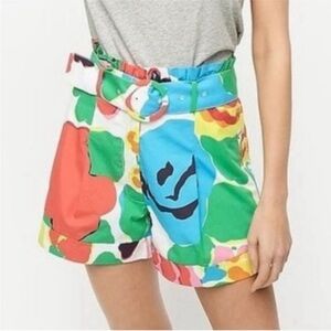 J Crew NWT Pleated short in Ratti® jardin floral Sz 12 Belted High Waist Pockets